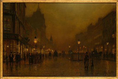 JAGrimshaw, rua à noite - pintura de John Atkinson Grimshaw